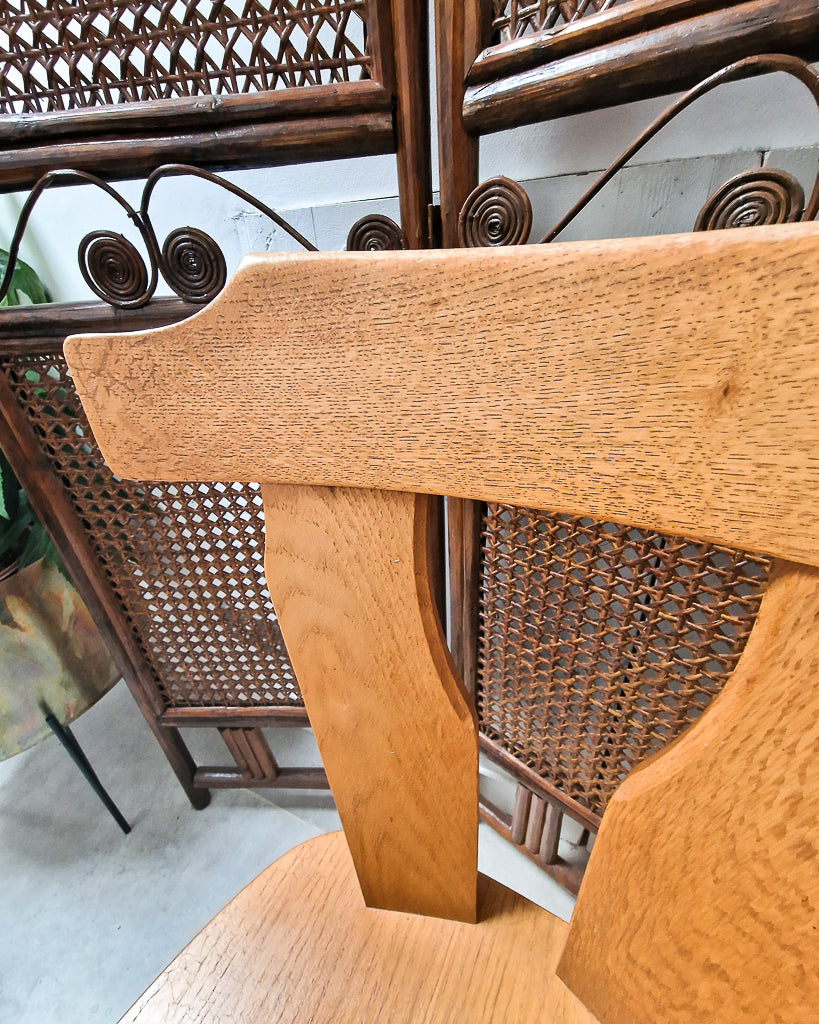 Brutalist Oak Dining Chairs (Pair)
