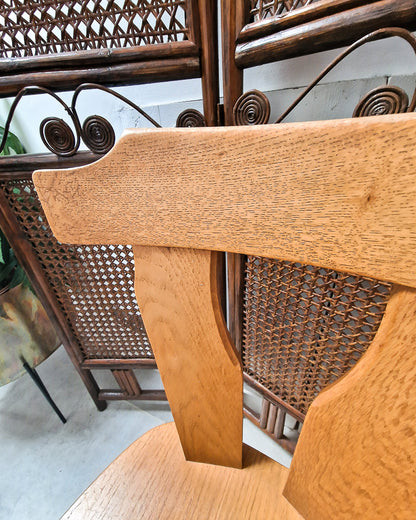Brutalist Oak Dining Chairs (Pair)