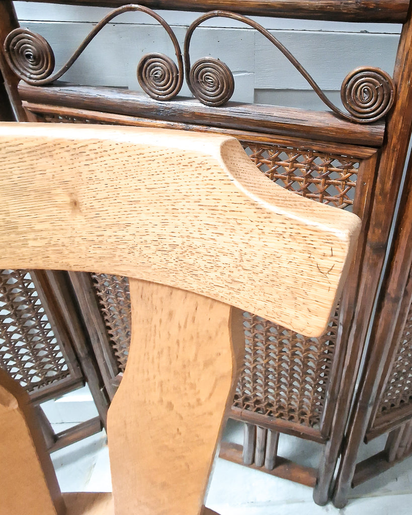 Brutalist Oak Dining Chairs (Pair)