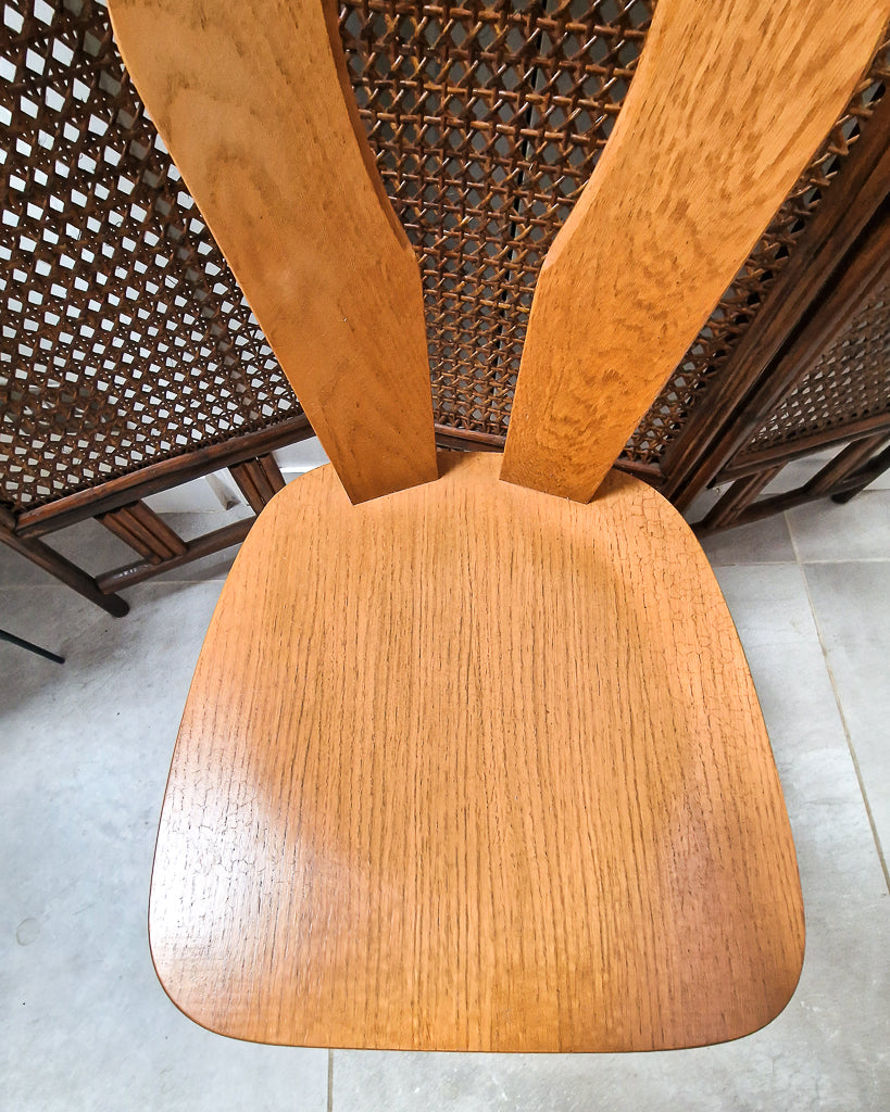 Brutalist Oak Dining Chairs (Pair)