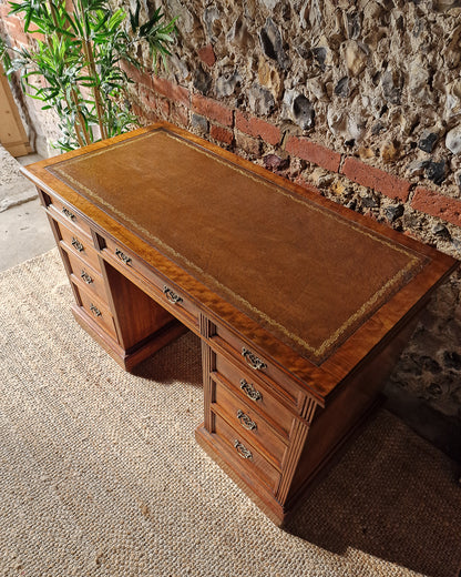 Antique Victorian Walnut Pedestal Desk (Twin)