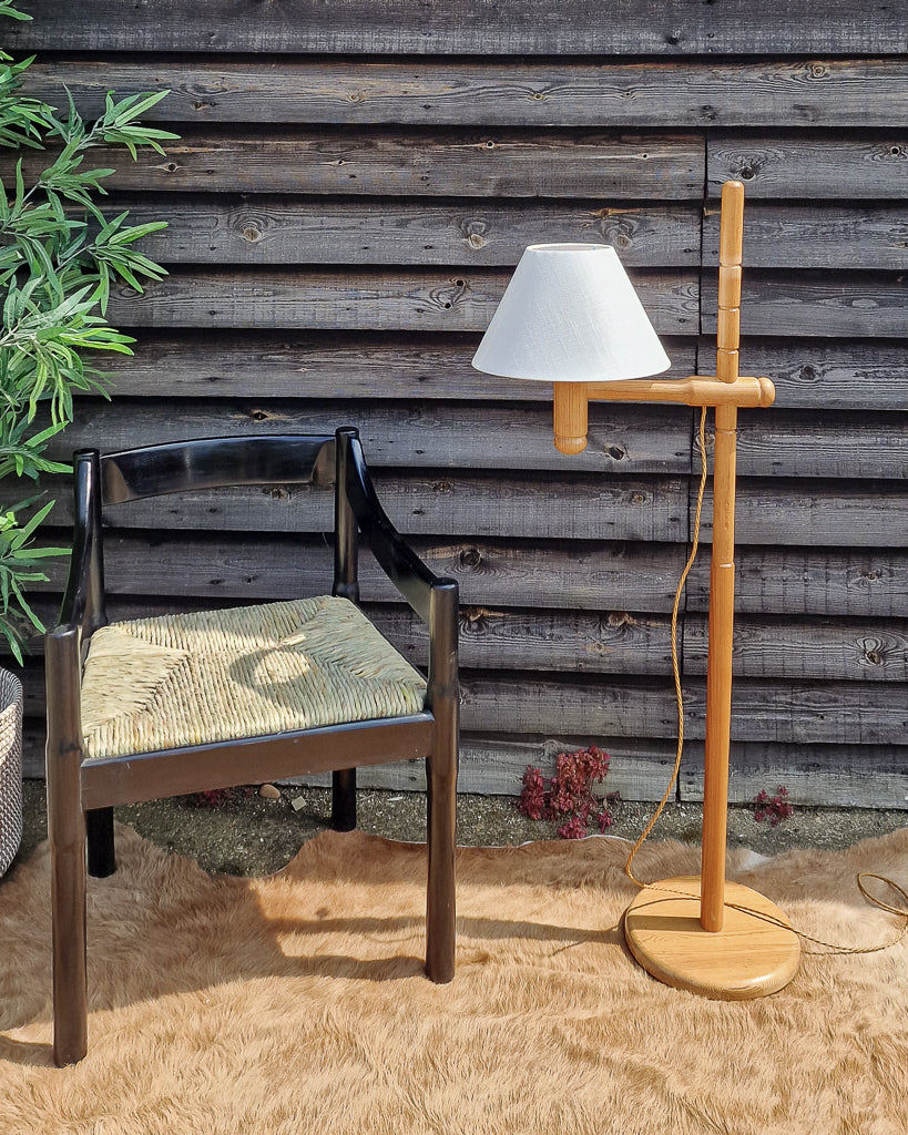 Mid Century Swedish Standard Floor Lamp inc. Shade Solbackens Svarveri