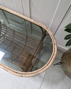 Vintage Bamboo & Smoked Glass Coffee Table