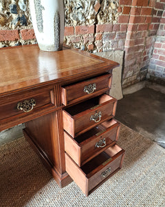 Antique Victorian Walnut Pedestal Desk (Twin)