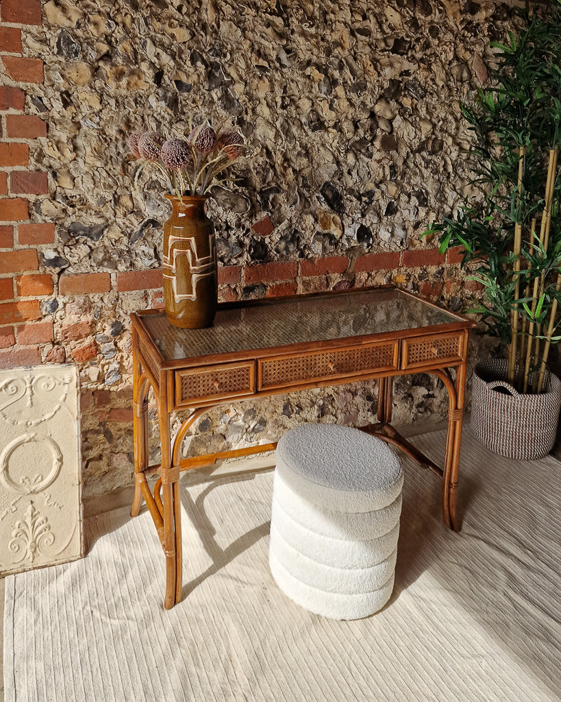 Mid Century Rattan & Cane Bamboo Dressing Table