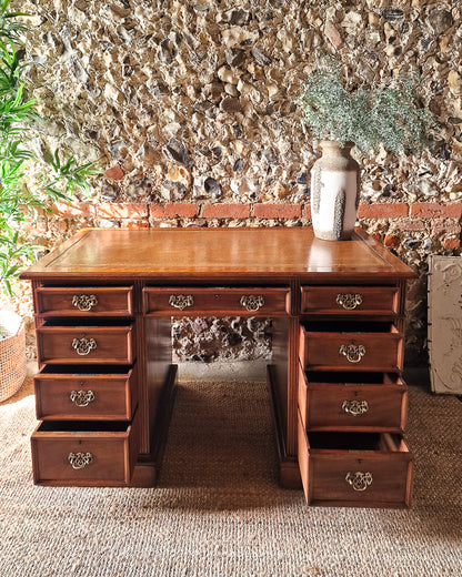 Antique Victorian Walnut Pedestal Desk (Twin)