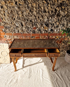 Mid Century Rattan & Cane Bamboo Dressing Table