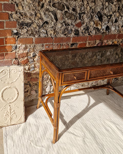 Mid Century Rattan & Cane Bamboo Dressing Table