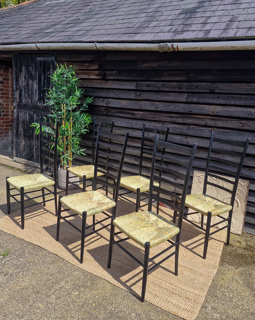 Mid Century Ebonised Ladder Back Dining Chairs (x6) Karl Axel Adolfsson