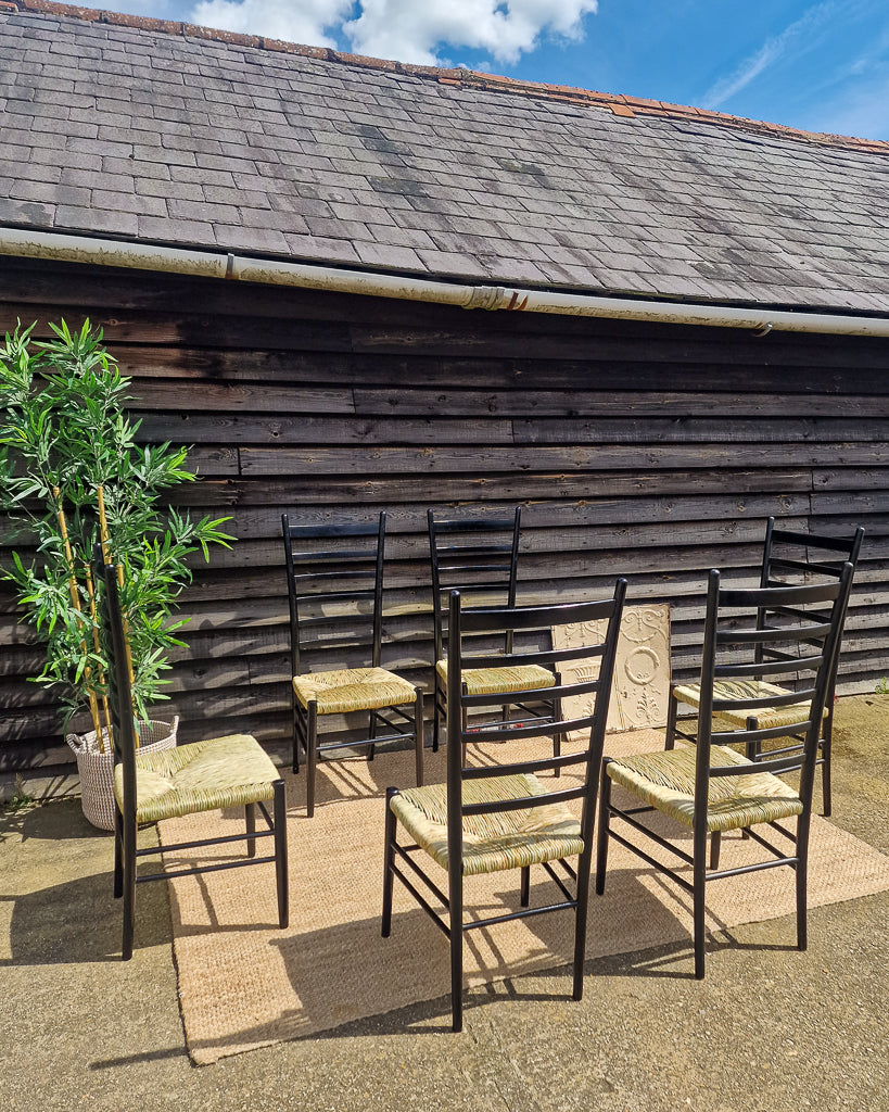 Mid Century Ebonised Ladder Back Dining Chairs (x6) Karl Axel Adolfsson