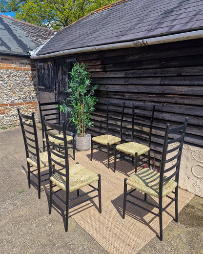 Mid Century Ebonised Ladder Back Dining Chairs (x6) Karl Axel Adolfsson