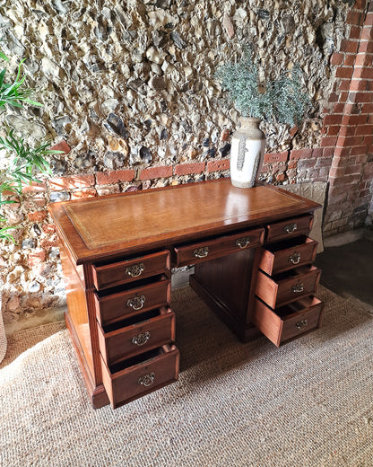 Antique Victorian Walnut Pedestal Desk (Twin)