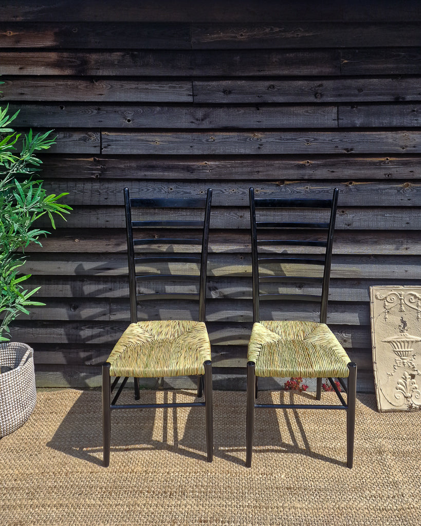 Mid Century Ebonised Ladder Back Dining Chairs (x6) Karl Axel Adolfsson