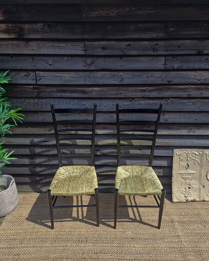 Mid Century Ebonised Ladder Back Dining Chairs (x6) Karl Axel Adolfsson
