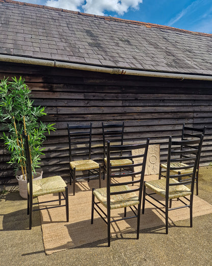 Mid Century Ebonised Ladder Back Dining Chairs (x6) Karl Axel Adolfsson