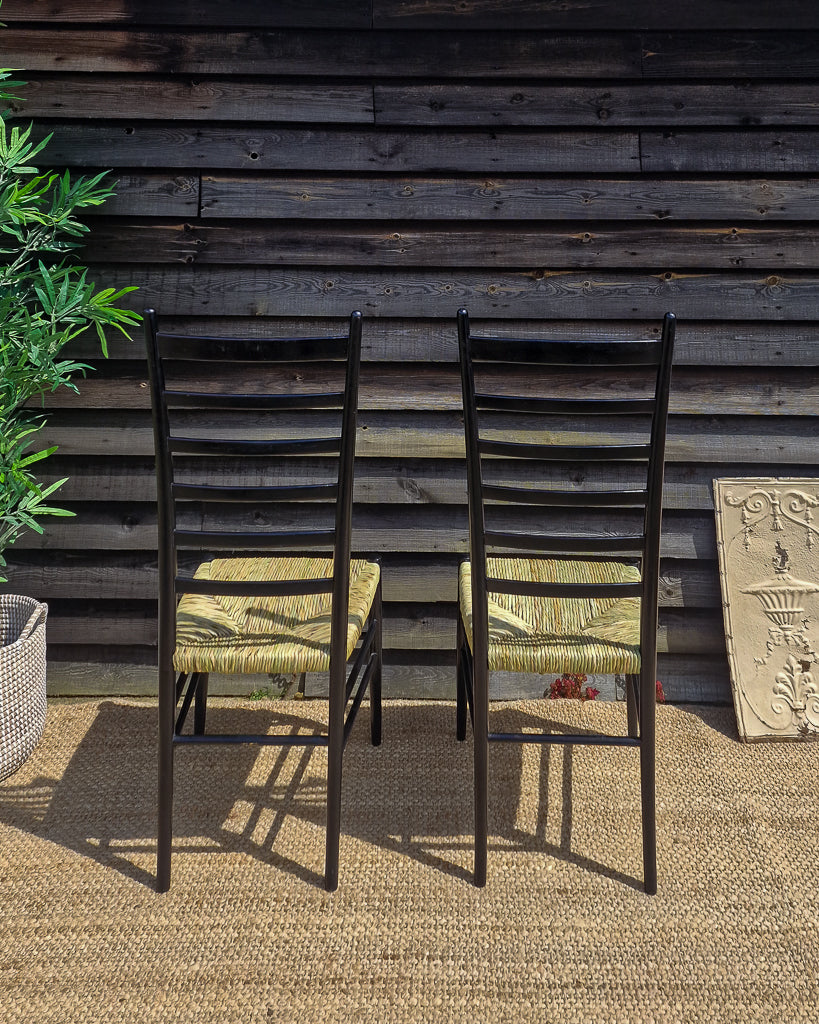 Mid Century Ebonised Ladder Back Dining Chairs (x6) Karl Axel Adolfsson