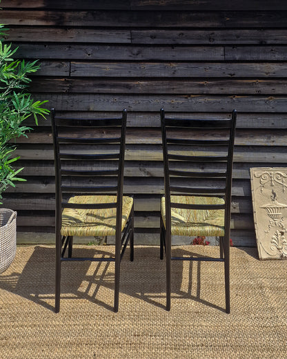 Mid Century Ebonised Ladder Back Dining Chairs (x6) Karl Axel Adolfsson