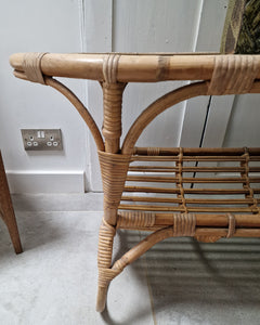 Vintage Bamboo & Smoked Glass Coffee Table
