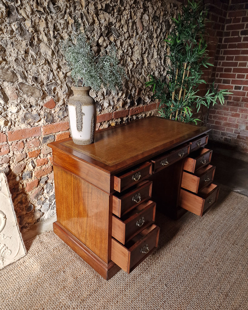 Antique Victorian Walnut Pedestal Desk (Twin)