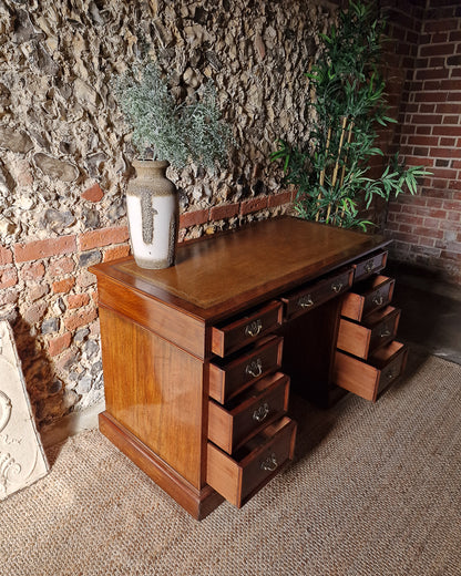 Antique Victorian Walnut Pedestal Desk (Twin)