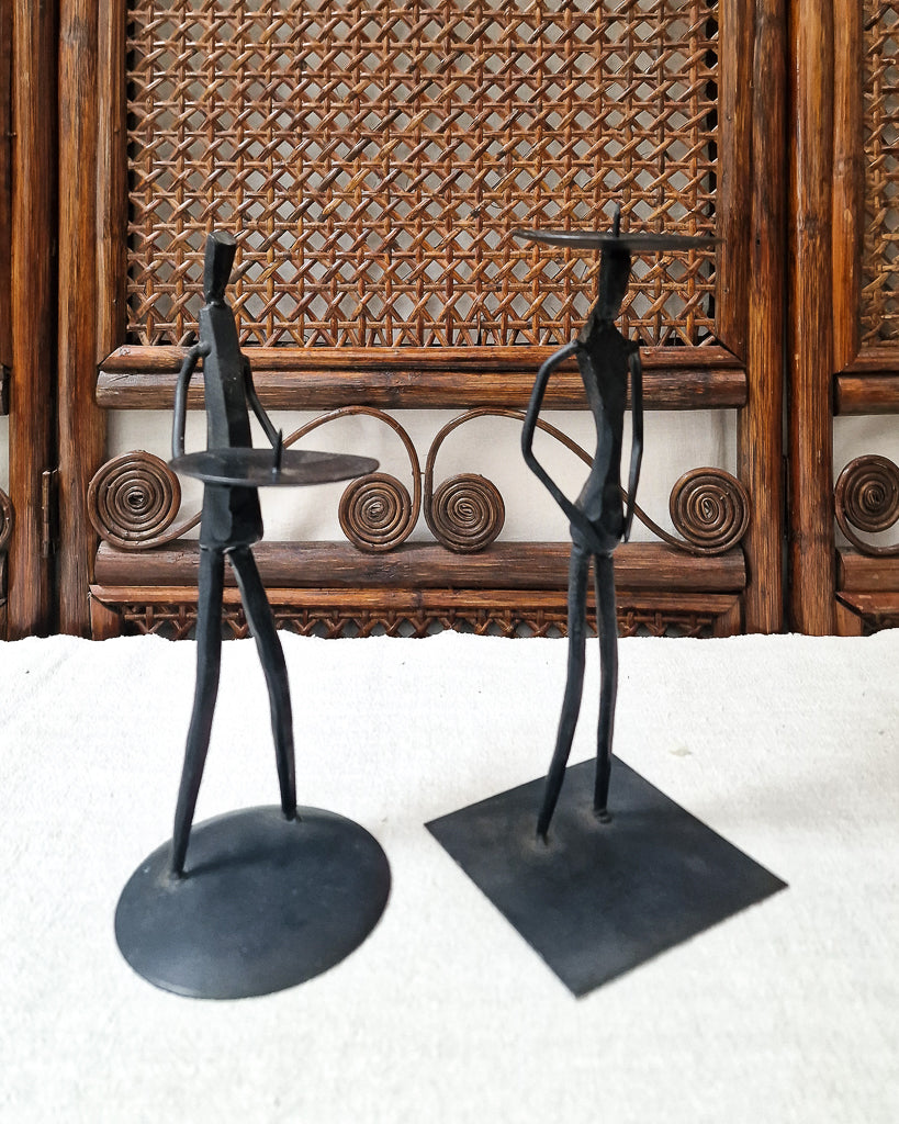 African Brutalist Candle Sticks / Holders (Pair)