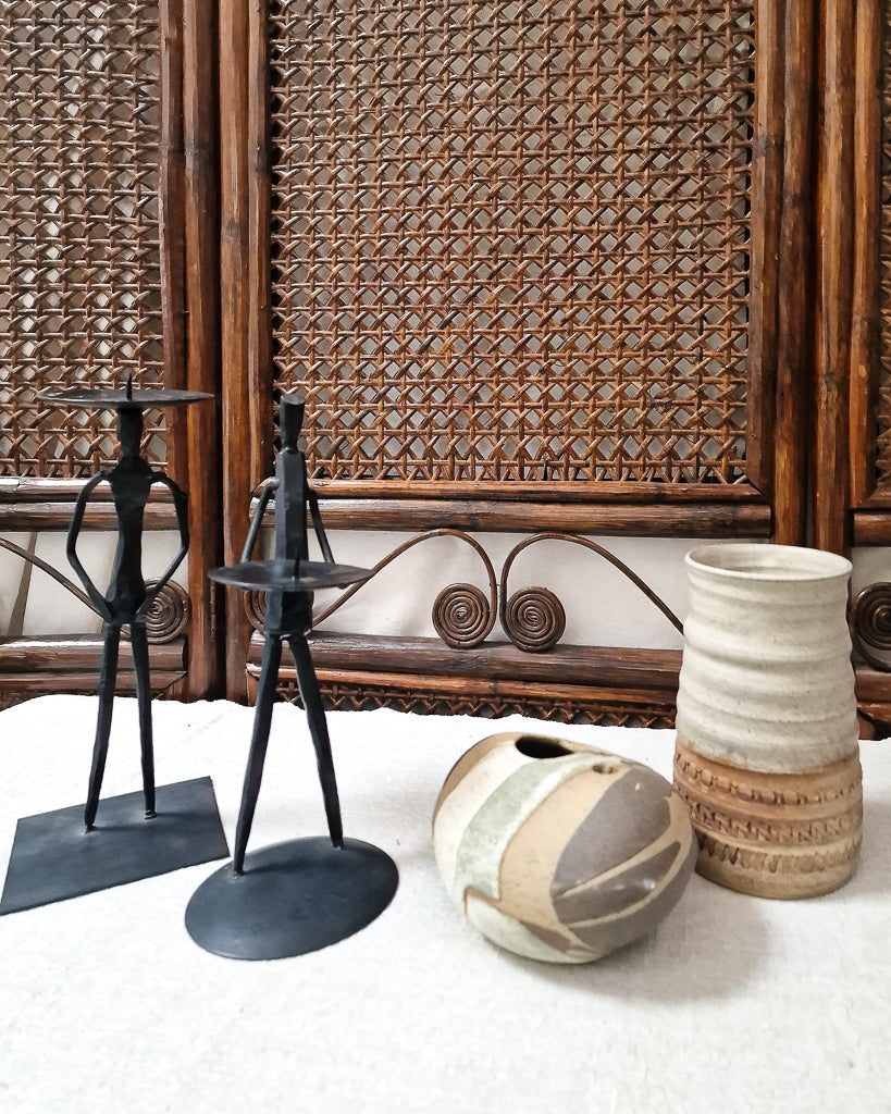 African Brutalist Candle Sticks / Holders (Pair)