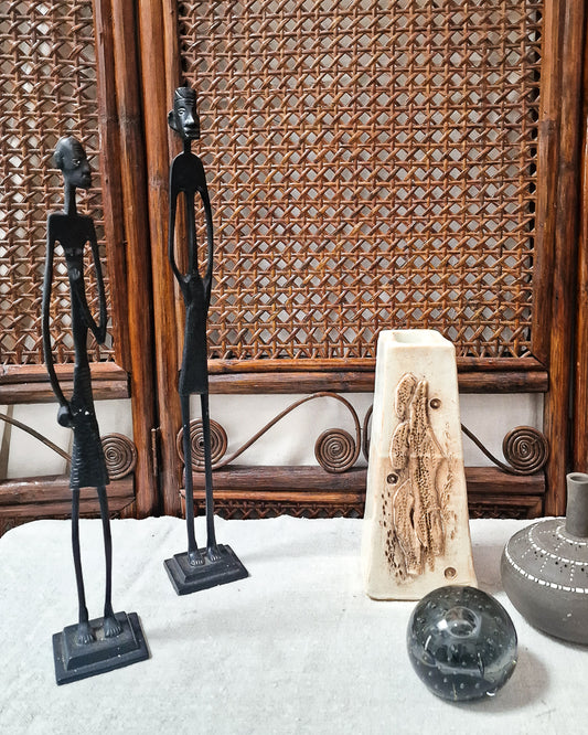 African Brutalist Figure Statue (Pair)