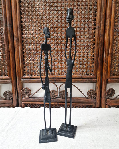 African Brutalist Figure Statue (Pair)