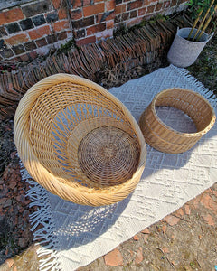 Mid Century Boho Wicker Set (2 Chairs & Table)