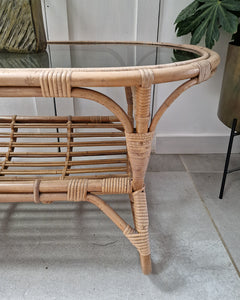 Vintage Bamboo & Smoked Glass Coffee Table