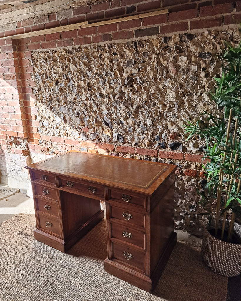 Antique Victorian Walnut Pedestal Desk (Twin)