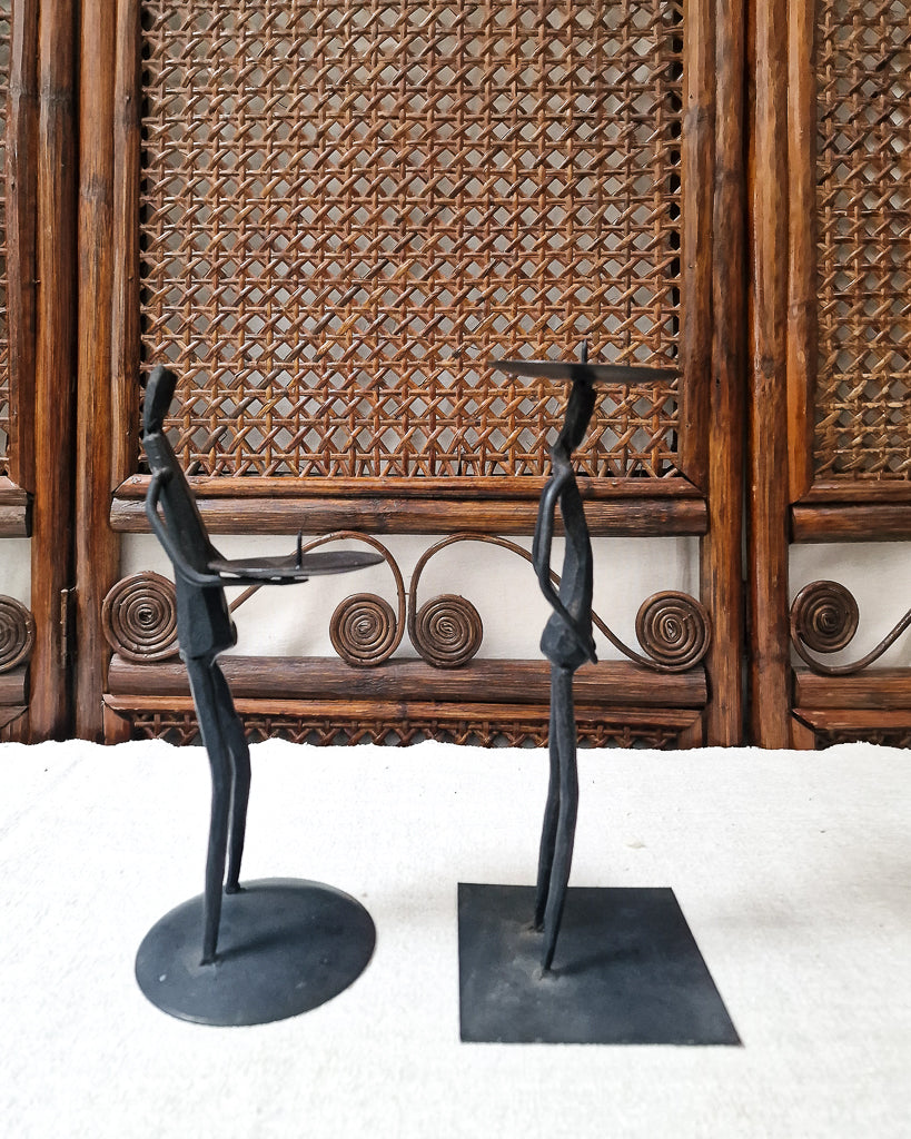 African Brutalist Candle Sticks / Holders (Pair)