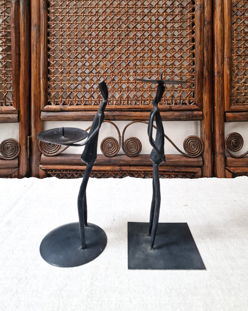 African Brutalist Candle Sticks / Holders (Pair)