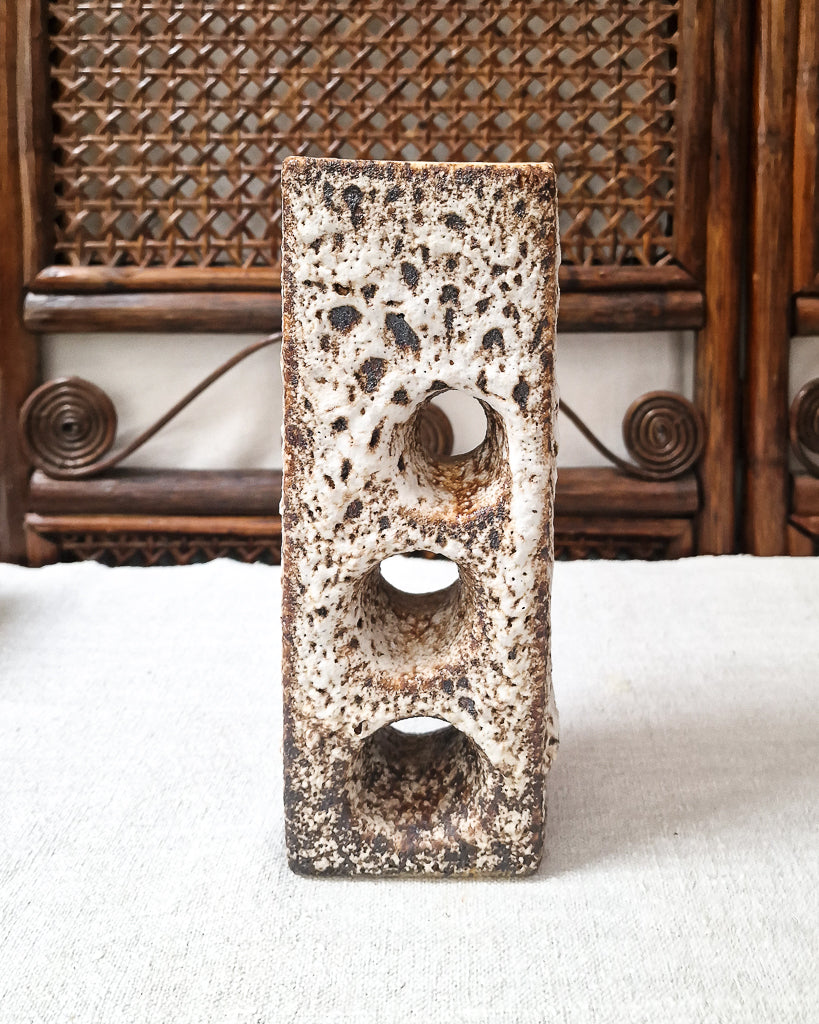Mid Century Brutalist German Studio Pottery Fat Lava Vase