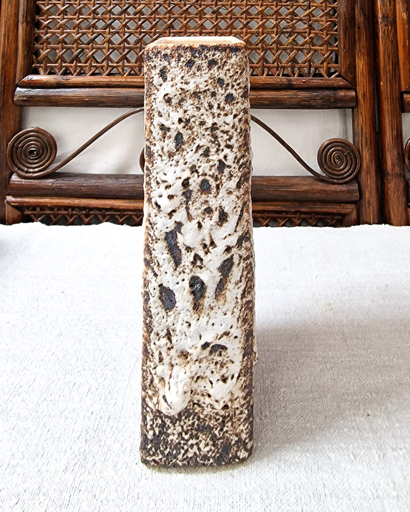 Mid Century Brutalist German Studio Pottery Fat Lava Vase