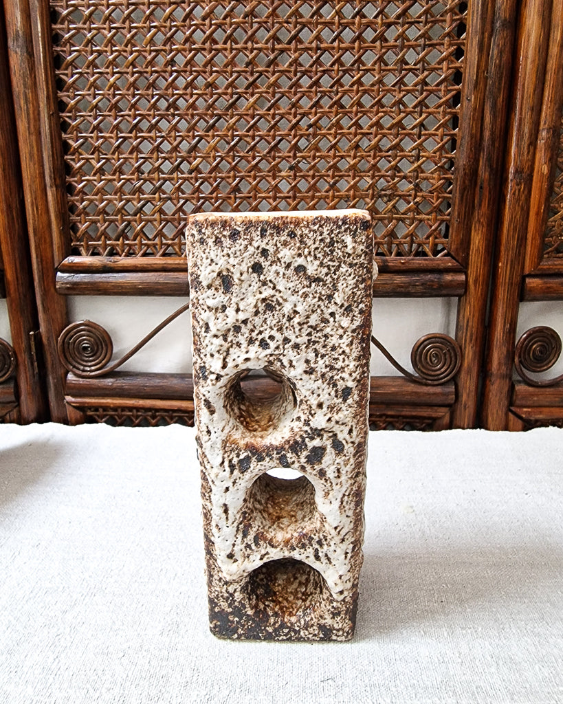 Mid Century Brutalist German Studio Pottery Fat Lava Vase