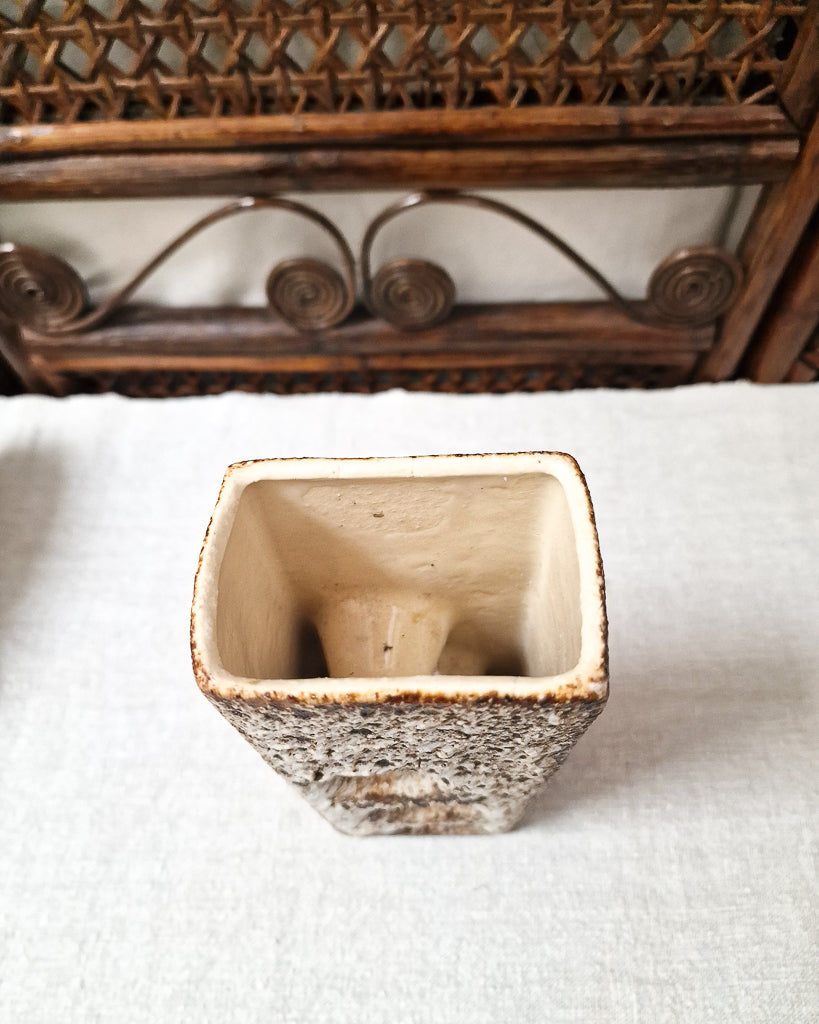 Mid Century Brutalist German Studio Pottery Fat Lava Vase