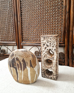 Mid Century Brutalist German Studio Pottery Fat Lava Vase
