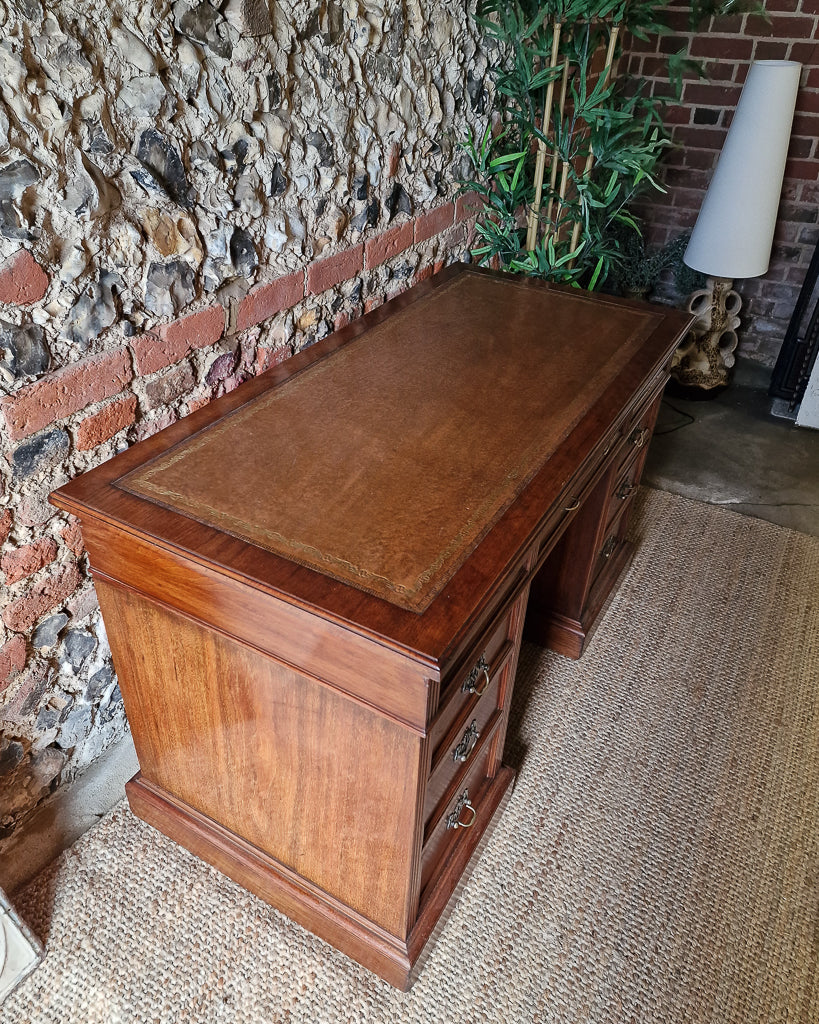 Antique Victorian Walnut Pedestal Desk (Twin)