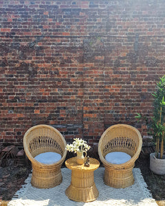 Mid Century Boho Wicker Set (2 Chairs & Table)