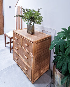 Vintage Bamboo & Rattan Chest of Drawers