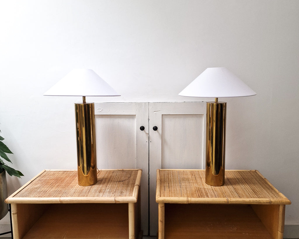 Mid Century Brass  Cynical Table Lamps (Pair)