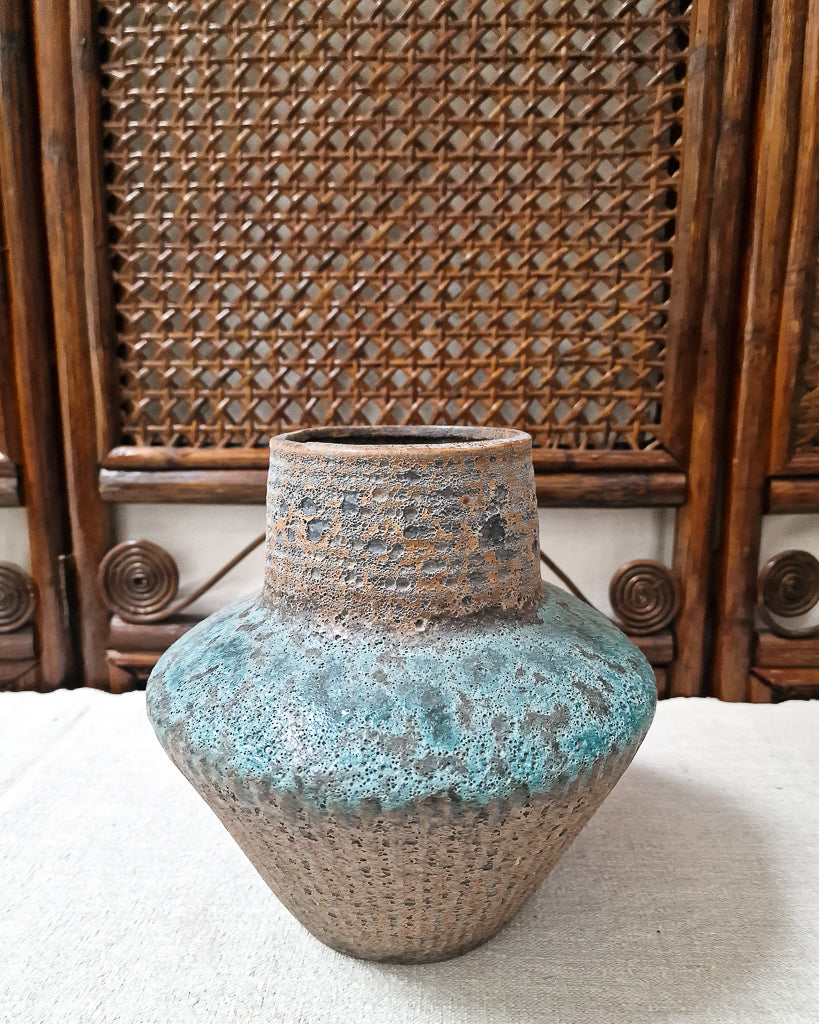 Vintage Brutalist Studio Pottery Fat Lava Vase