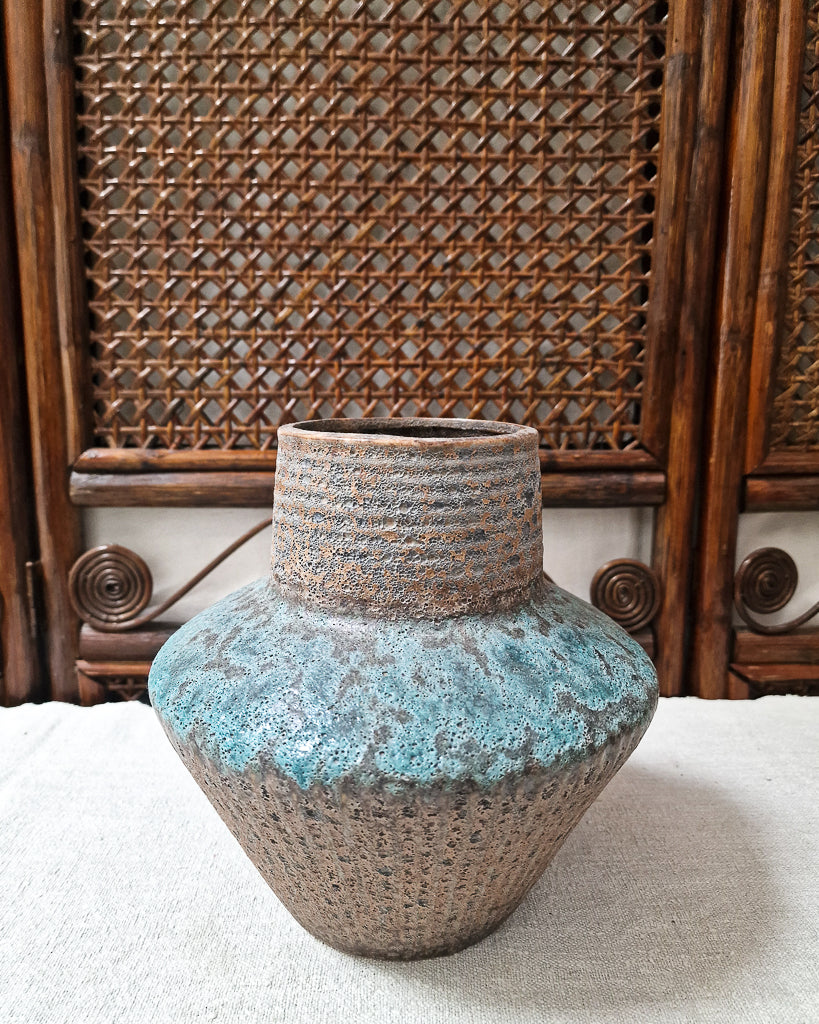 Vintage Brutalist Studio Pottery Fat Lava Vase