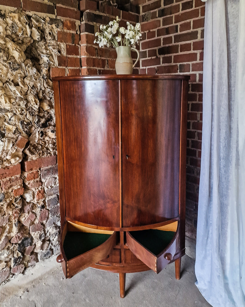 Mid Century Mahogany Corner Drinks Cabinet