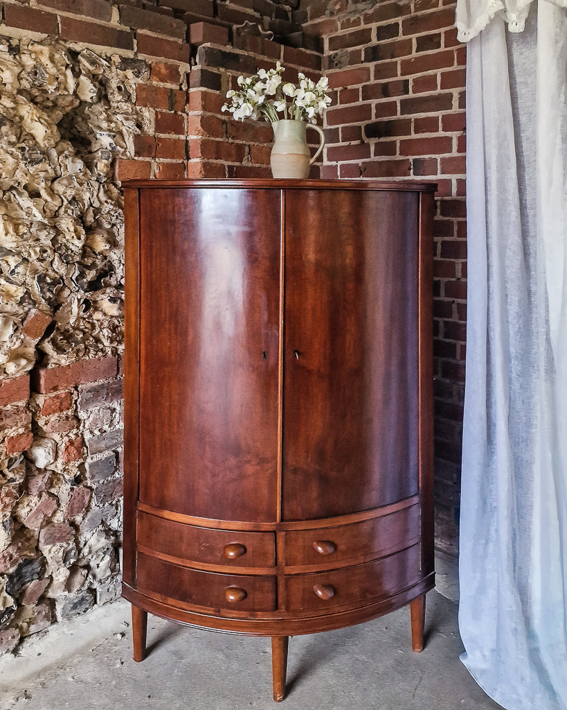 Mid Century Mahogany Corner Drinks Cabinet