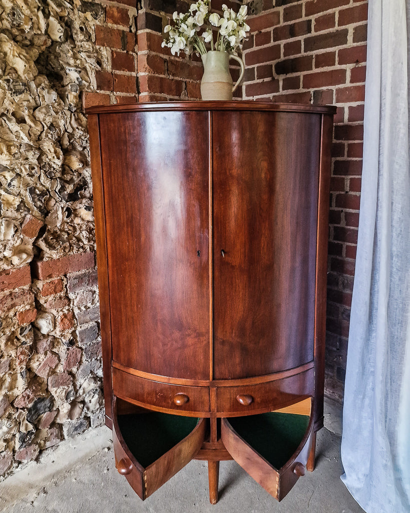 Mid Century Mahogany Corner Drinks Cabinet