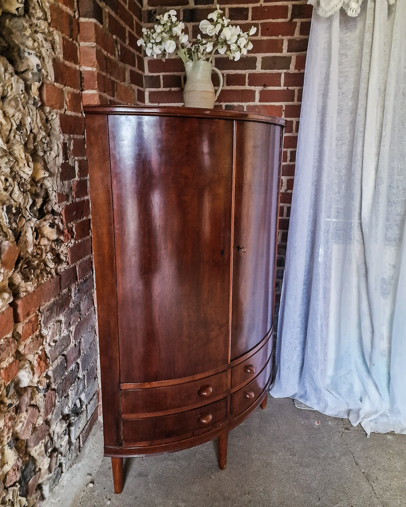 Mid Century Mahogany Corner Drinks Cabinet