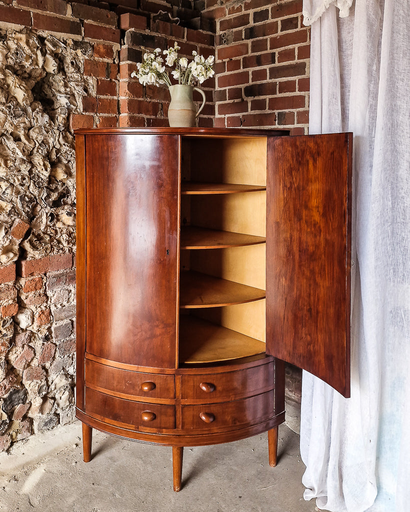 Mid Century Mahogany Corner Drinks Cabinet