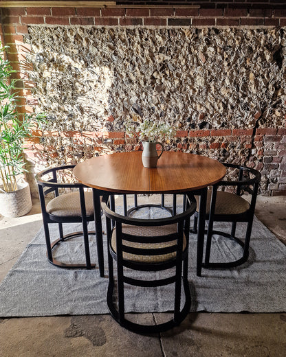 Mid Century Teak Dining Table & Ebonised Chairs (x 4)